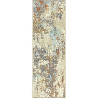 Maples Rugs Southwestern Stone Distressed Abstract Non Slip Runner Rug For Hallway Entry Way Floor Carpet [Made in USA] 2 x 6 Multi