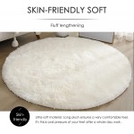 MIEMIE 6x6 Soft White Round Area Rug for Bedroom Modern Fluffy Circle Rug for Kids Girls Baby Room Indoor Plush Circular Nursery Rugs Cute Cozy Area Rugs for Living Room