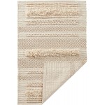 MOTINI Tufted Cotton Area Rug 3' x 5' Hand Woven Knotted Bohemian Gold Metallic Accent Carpet Beige Cream Flatweave Diamond Geometric Throw Rug for Living Room Bedroom Entryway