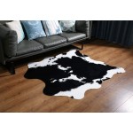 MustMat Cute Cow Print Rug Black and White Faux Cowhide Rugs Animal Printed Area Rug Carpet for Home 5.2x4.6 Feet