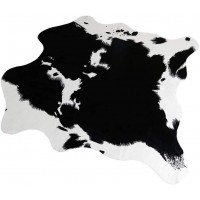 MustMat Cute Cow Print Rug Black and White Faux Cowhide Rugs Animal Printed Area Rug Carpet for Home 5.2x4.6 Feet