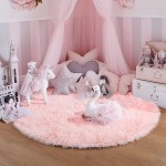 PAGISOFE Super Soft Circle Rugs for Girls Princess Castle Toddlers Play Tent 41” Diameter Circular Area Rugs for Kids Bedroom Baby Room Decor Round Shag Playhouse Carpets and Nursery Rugs Pink