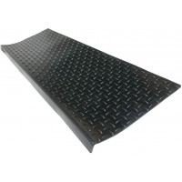 Rubber-Cal Diamond-Plate Non-Slip Rubber Tread Stair Mats 6 Pack Black