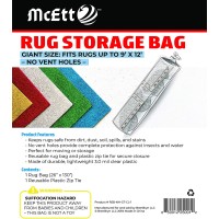 Rug Storage Bag and Zip Tie No Vent Holes Giant Size Fits Rugs up to 9' x 12' Protects Rolled Rugs for Moving or Storage