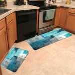 Rugs for Kitchen Floor,TOMWISH Abstract Area Rug Turquoise and Grey Abstract Art Painting 17"X48"+17"X24" Non-Slip Kitchen Rug Set for Kitchen Dining Room,Floor Home,Office,Sink,Laundry