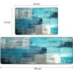 Rugs for Kitchen Floor,TOMWISH Abstract Area Rug Turquoise and Grey Abstract Art Painting 17"X48"+17"X24" Non-Slip Kitchen Rug Set for Kitchen Dining Room,Floor Home,Office,Sink,Laundry