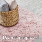 Soft and Thick Faux Fur Rug by lalaLOOM Machine Washable Super Fluffy Carpets for Bedroom and Living Room Floors Durable Rubber Backing Luxury Shag Area Rugs for Modern Interior 4x6 Dusty Pink