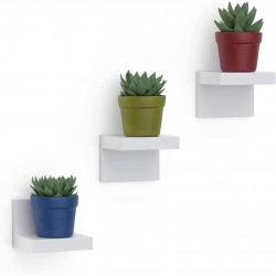 3-Pack Small Floating Shelves for Wall by RicherHouse 4 Inch Plastic Display Ledges for Mini Decor Compact Style Small Wall Shelf with 2 Types of Installation