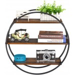 BCOZLUX Floating Shelves 3 Tier Decorative Geometric Circle Metal and Wood Wall Shelves Bathroom Shelf Round Wall Decor Rustic Brown