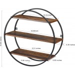 BCOZLUX Floating Shelves 3 Tier Decorative Geometric Circle Metal and Wood Wall Shelves Bathroom Shelf Round Wall Decor Rustic Brown
