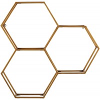 Brand – Rivet Modern Hexagon Honeycomb Floating Wall Shelf Unit with Glass Shelves 28" x 28" x 6" Gold