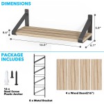 Floating Shelves Wall Mounted Set of 4 Rustic Wood Wall Decor Hanging Storage Shelving for Bedroom Bathroom Living Room and Kitchen Natural Wood with Black Metal Floating Shelf Bracket