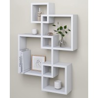 Greenco 4 Cube Intersecting Mounted Floating Wall Shelves 25.5 Inch White
