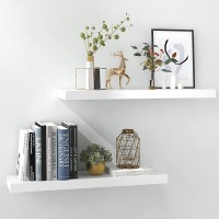 INHABIT UNION White Floating Shelves for Wall-24in Wall Mounted Display Ledge Shelves Perfect for Bedroom Bathroom Living Room and Kitchen Decoration Storage