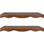 Kate and Laurel Justina Traditional Wall Shelf Set of 2 Rustic Wood Scalloped Ledge for Storage and Display