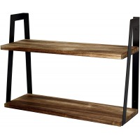 Peter's Goods 2-Tier Modern Rustic Floating Wall Shelves Rustic Brown Modern Farmhouse Wall Mounted Decor Book or Knick Knack Shelf for Laundry Room Bathroom Kitchen Bedroom Office and More
