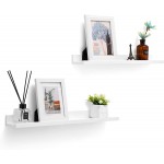 SONGMICS Floating Shelves Set of 2 Wall Shelves Ledge 23.6 x 3.9 Inches with Front Edge for Picture Frames Books Spice Jars Living Room Bathroom Kitchen Easy Assembly White ULWS60WT