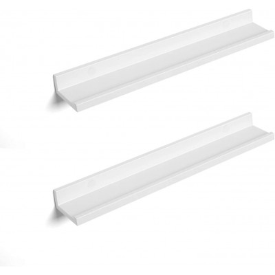 SONGMICS Floating Shelves Set of 2 Wall Shelves Ledge 23.6 x 3.9 Inches with Front Edge for Picture Frames Books Spice Jars Living Room Bathroom Kitchen Easy Assembly White ULWS60WT