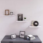 SONGMICS Floating Wall Shelf 15.7 inch Easy Install for Decorative Display Corner Invisible Bracket Support White ULWS14WT
