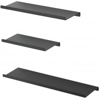 SRIWATANA Black Floating Shelves Metal Wall Shelves Set of 3 for Bedroom Living Room Bathroom Kitchen Matte Black