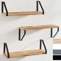 TFER Floating Wall Shelves for Bedroom Bathroom Set of 3 Geometric Hanging Shelf for Living Room Kitchen Laundry Room Wall Mounted Shelves Rustic Wood Shelves for Wall Décor & Storage Natural