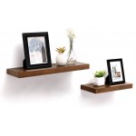 VASAGLE Wall Shelf Set of 2 Vintage Floating Shelf 23.6 Inch Hanging Shelves Wall Mounted for Photos Decorations Rustic Brown ULWS26BX-2