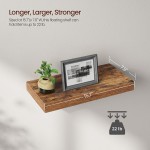 VASAGLE Wall Shelf Vintage Floating Shelf 15.7 inch Hanging Shelves Wall Mounted for Photos Decorations Rustic Brown ULWS24BX