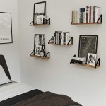Wallniture Ponza Wood Floating Shelves for Wall Storage Natural Burned Small Bookshelf Set of 5