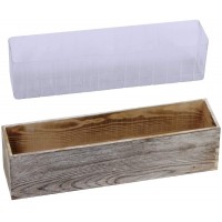 1 Pcs Wood Planter Box Rectangle Whitewashed Wooden Rectangular Planter Decorative Rustic Wooden Box with Inner Plastic Box 17.3" L x 3.9" W x 3.9" H Floral Natural Centerpieces Rustic Wedding Decor