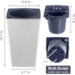 2 Pack Self Watering Planters 10.7" x 6.9" Tall Planter for Indoor Plants White Self Watering Violet Pots Plastic Flower Pots Tall Square Planter with 3D Wallpaper Pattern