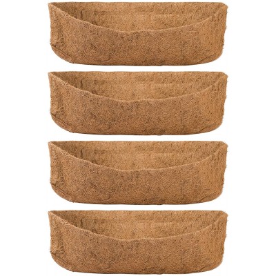 4 Pack 24 Inch Trough Coco Replacement Liners- Natural Coco Coir Coconut Fiber Planter Basket Liner Breathable Window Basket Liners Replacement Coco Liner for Gardening Window Box Wall Trough Planter