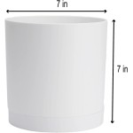 7 Inch White Planter for Plants with Drainage Hole and Seamless Saucers