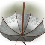 Alpine Corporation Rustic Metal Inverted Umbrella Flower Planter with Stand Outdoor Yard Decor 20" x 20" x 37"
