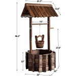 Aoxun Wooden Wishing Well Planter with Hanging Bucket for Flower and Plants Planter Indoor and Outdoor Home Decor for Patio Garden Brown