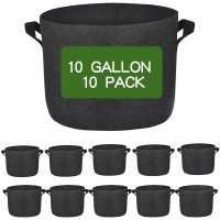 BENAROME 10 Gallon Premium Grow Bags Heavy Duty Non-Woven Fabric Plants Pots with Handles Indoor Outdoor Grow Containers for Vegetables and Fruits 10 Pack
