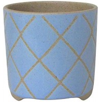 Brand – Stone & Beam Medium Windowpane Footed Stoneware Planter 7.9"H Chambray Blue