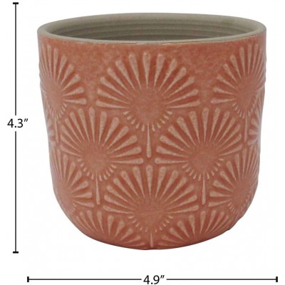 Brand – Stone & Beam Small Fan-Embossed Planter 4.3"H Arabesque Coral Pink