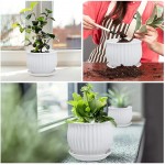 Ceramic Flower Pots,Plant Pots with Drainage Hole and Saucer,Small to Large Size for All House Plants Flowers and Succulent Set of 3 White