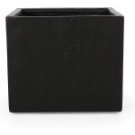 Christopher Knight Home Vanessa Outdoor Modern Large Cast Stone Square Planter Black 21.50 D x 21.50 W x 18.75 H