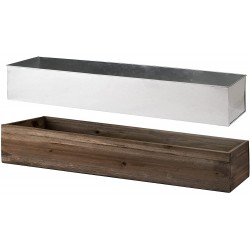 CYS EXCEL Wood Rectangular Planter Box with Removable Zinc Metal Liner H:6" Open:36"x6" | Multiple Size Choices Wood Rectangular Planter | Indoor Decorative Window Box