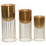 Deco 79 Contemporary Metal Planter Decorative Indoor Outdoor Planter Pot Flower Pot for Living Room Kitchen Office Patio Entryway S 3 16" 21" 24" H Gold