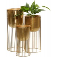 Deco 79 Contemporary Metal Planter Decorative Indoor Outdoor Planter Pot Flower Pot for Living Room Kitchen Office Patio Entryway S 3 16" 21" 24" H Gold