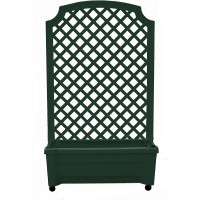 Exaco 1.416Green-NP Calypso 31 in. x 13 in. Plastic Planter with Trellis and Water Reservoir Green