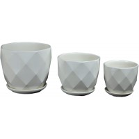 Festcool Set of 3 Porcelain Ceramic Planters White Flower Pots 8.25