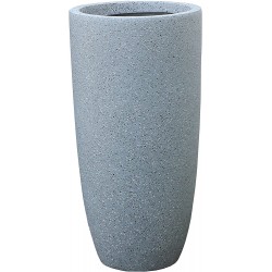 FJYAYUAN Small Size Grey Mottle Lightweight Tall Oval Concrete Planter Pots | Unique Design | Handicraft | UV-Resistant and Eco-Friendly | Drainage Hole with Plug 13''x13''xH24'' GA30-161-1