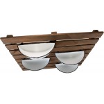 Foreside Rustic Slat Wood Wall Planter with Four Distressed White Enamel Pots