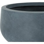 Kante RC0051B-C60121 Lightweight Concrete Outdoor Round Bowl Planter 16" x 16" x 8" Charcoal