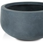 Kante RC0051B-C60121 Lightweight Concrete Outdoor Round Bowl Planter 16" x 16" x 8" Charcoal