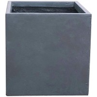 Kante RF0001C-C60121 Lightweight Concrete Modern Square Outdoor Planter 16" x 16" x 16" Charcoal