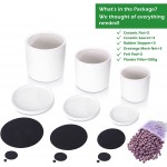 Kazeila Plant Pots Set Ceramic Planter for Indoor Outdoor Plants Flowers 6 Inch 8 Inch and 10 Inch Matte White Cylinder Flower Pot with Saucer and Drainage Hole,Glazed Finish Interior and Exterior